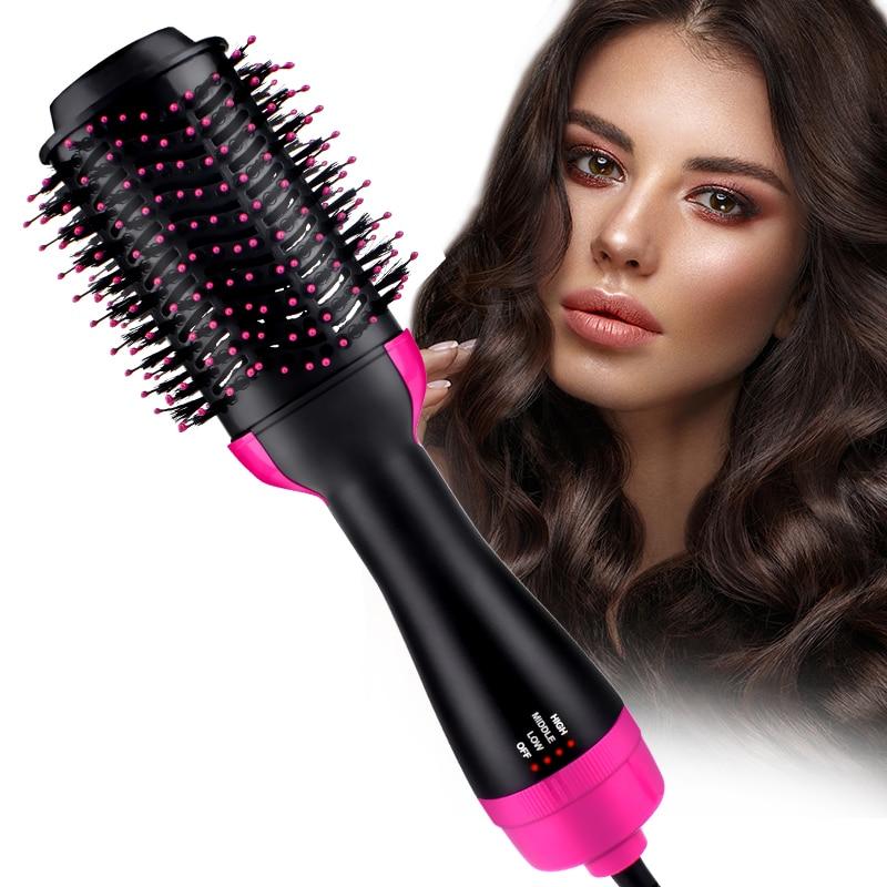 One Step Hair Dryer & Volumizer Salon Hot Air Paddle Styling Brush Negative Ion Generator Hair Straightener Curler askddeal.com